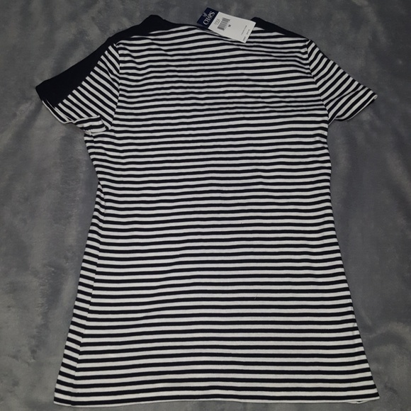 CHAPS BLACK & WHITE STRIPED V NECK TOP ~ NEW - Picture 5 of 5